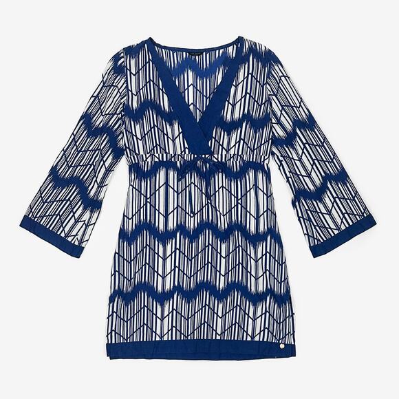 Ted Baker Marcia Tunic Dress Small Blue Cotton Swim Cover Up Beachy Coastal - Picture 1 of 9